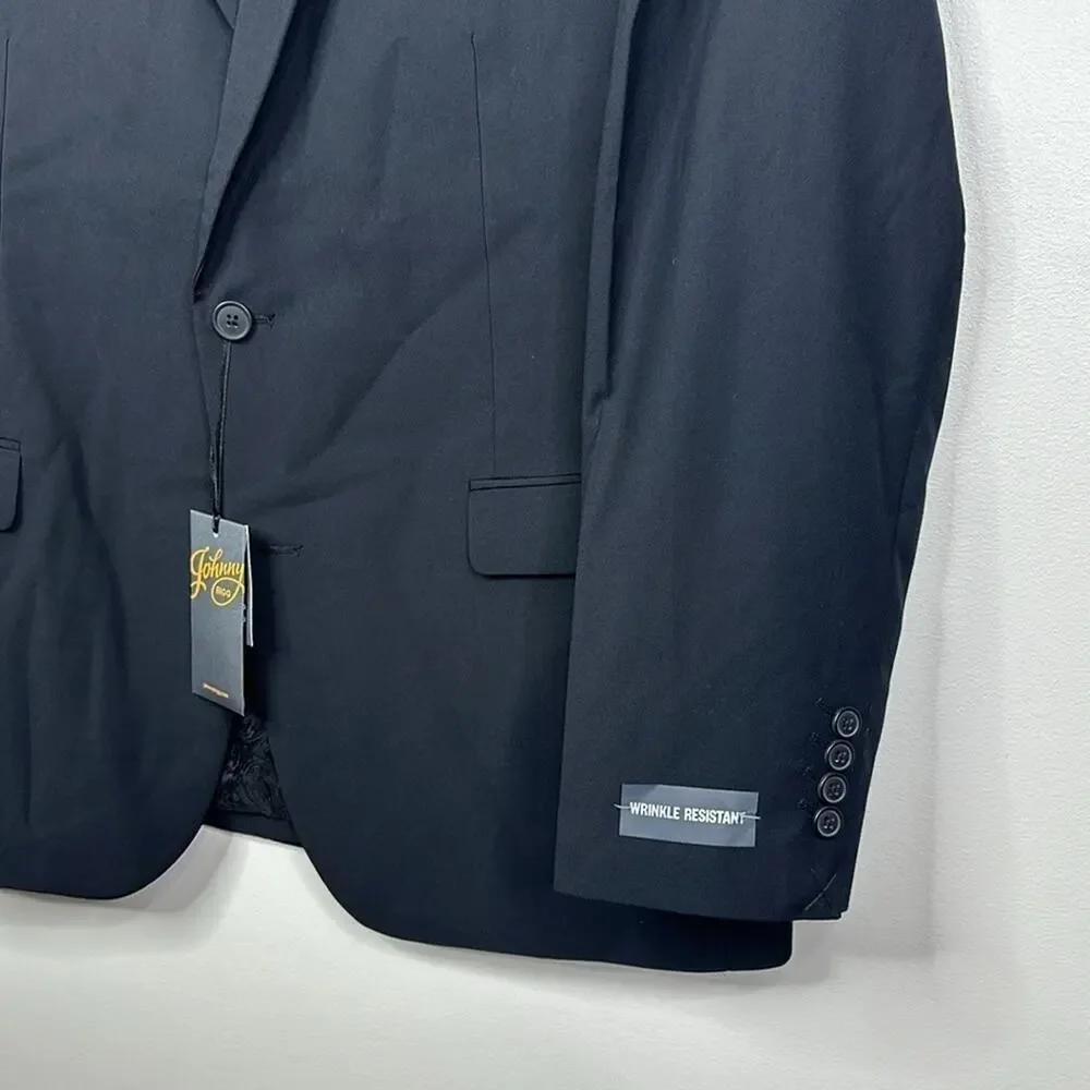 Johnny Bigg Raymond Black 2-Button Suit Jacket Men's Size 44R NWT Formal